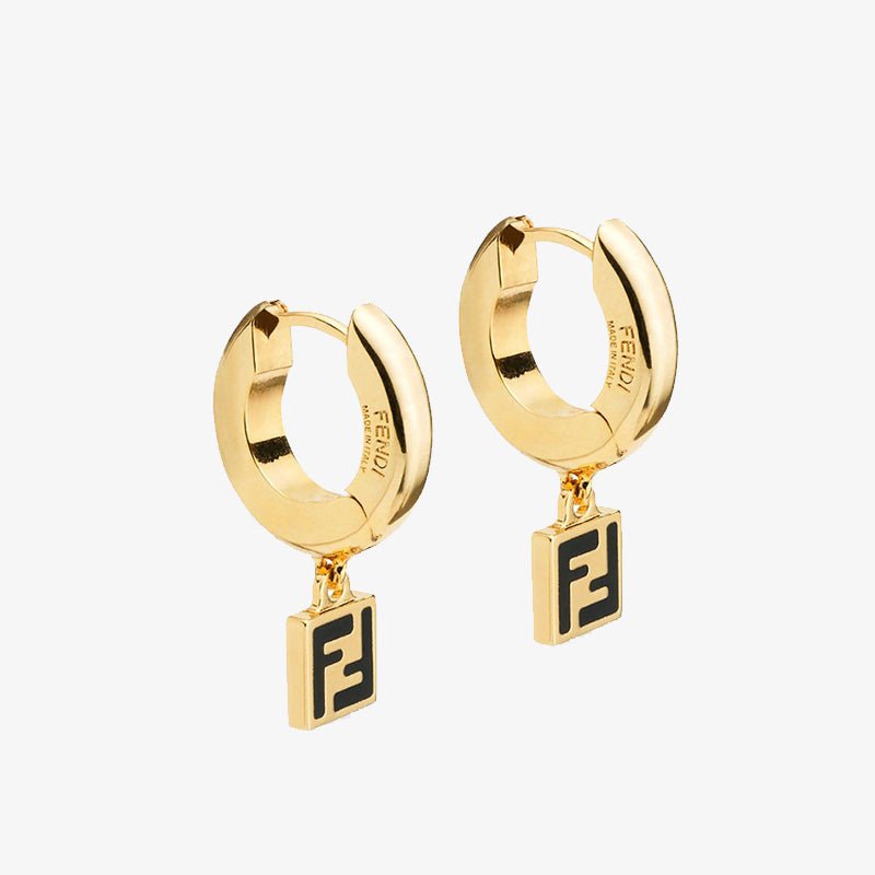 FENDI 金色圈形FF墜飾耳環 - VANASH