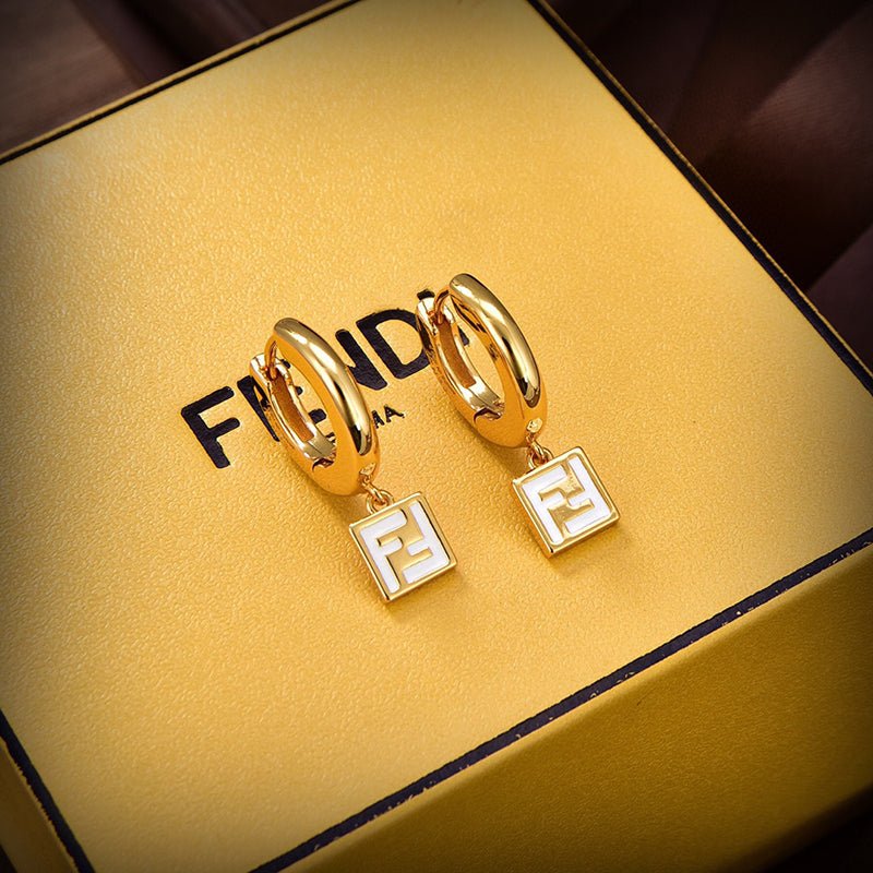 FENDI 金色圈形FF墜飾耳環 - VANASH