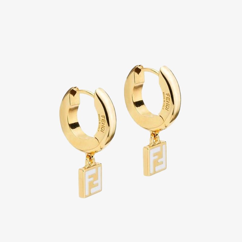 FENDI 金色圈形FF墜飾耳環 - VANASH