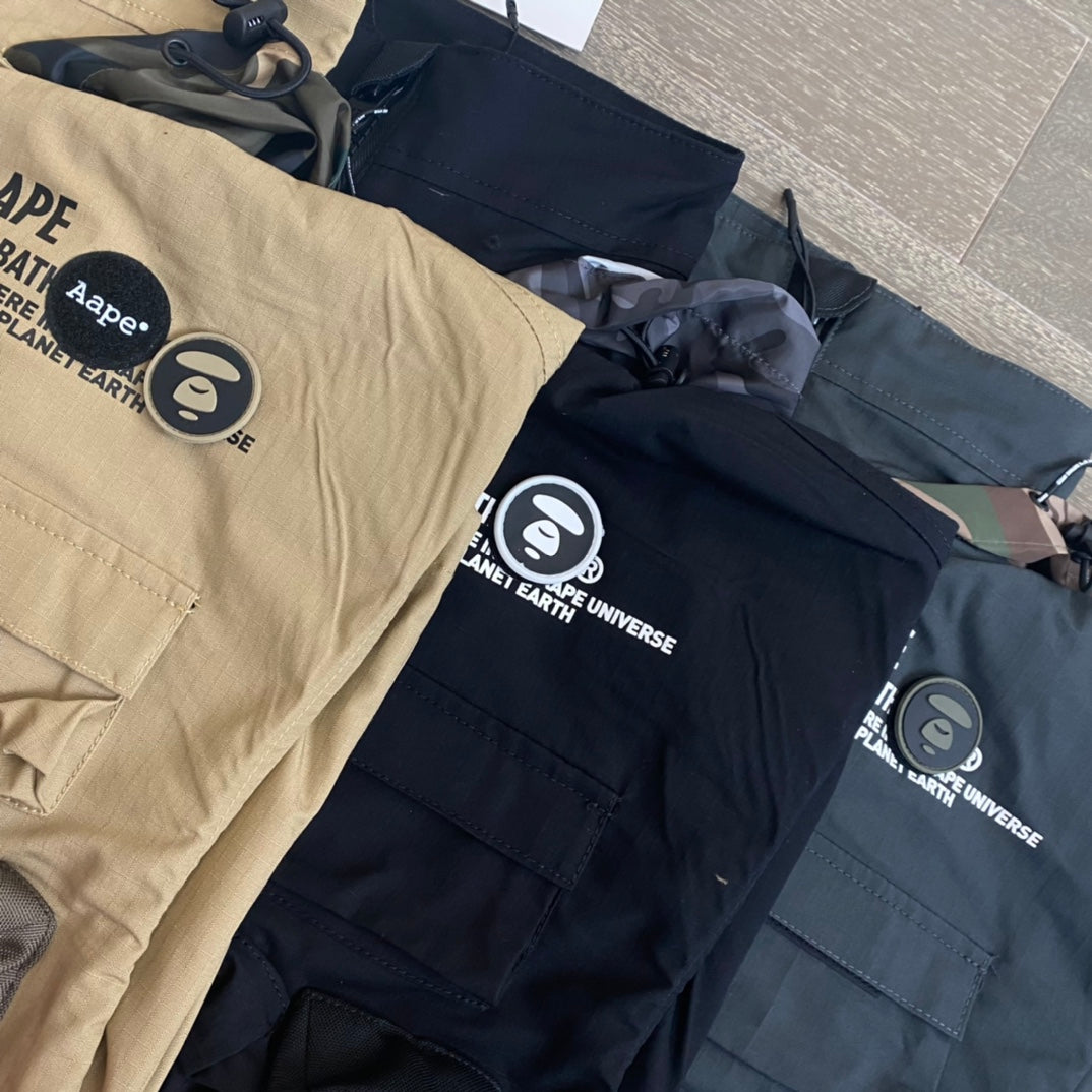 - 全新特價 - AAPE BY *A BATHING APE® MILITATY BOMBER 軍事風口袋機能夾克(卡其M)