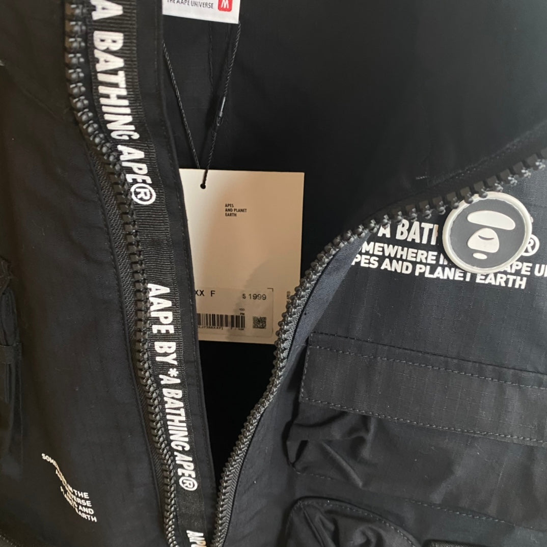- 全新特價 - AAPE BY *A BATHING APE® MILITATY BOMBER 軍事風口袋機能夾克(卡其M)