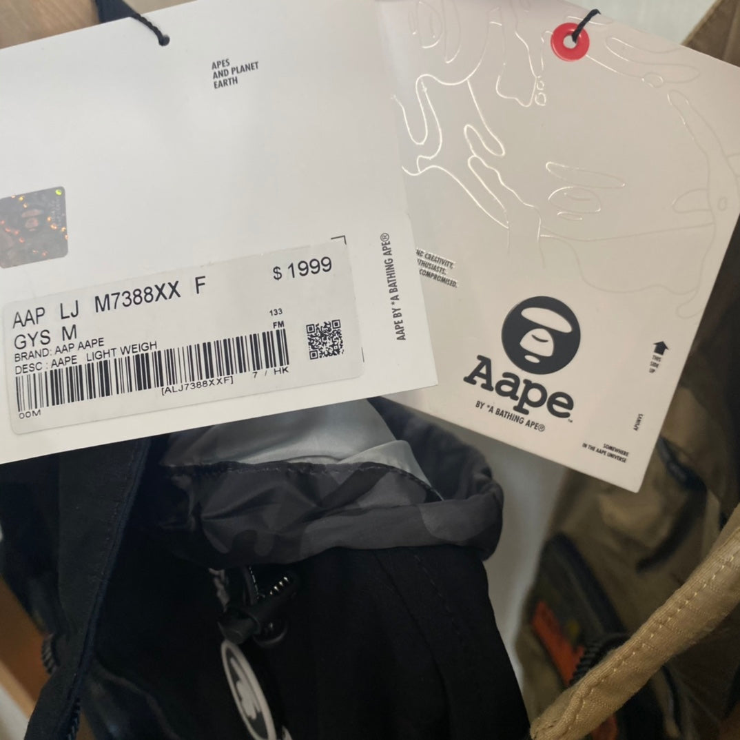 - 全新特價 - AAPE BY *A BATHING APE® MILITATY BOMBER 軍事風口袋機能夾克(卡其M)
