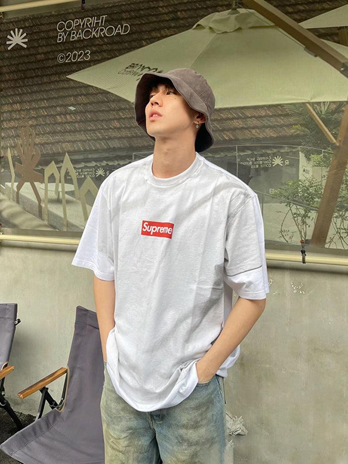 - 全新特價 - Supreme x MM6 Box Logo Tee 白色印花短袖 (L碼)