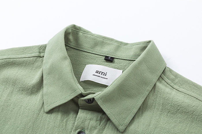 AMI PARIS 同色愛心縐紗襯衫