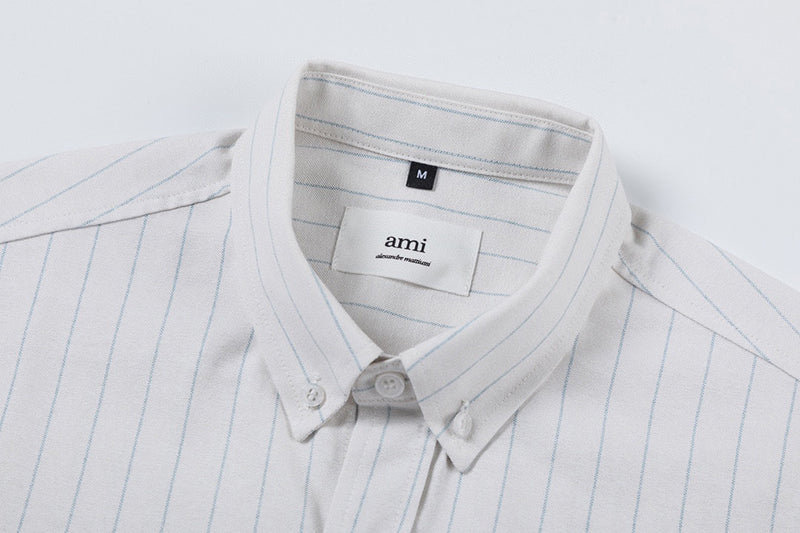 AMI PARIS 愛心細條紋襯衫