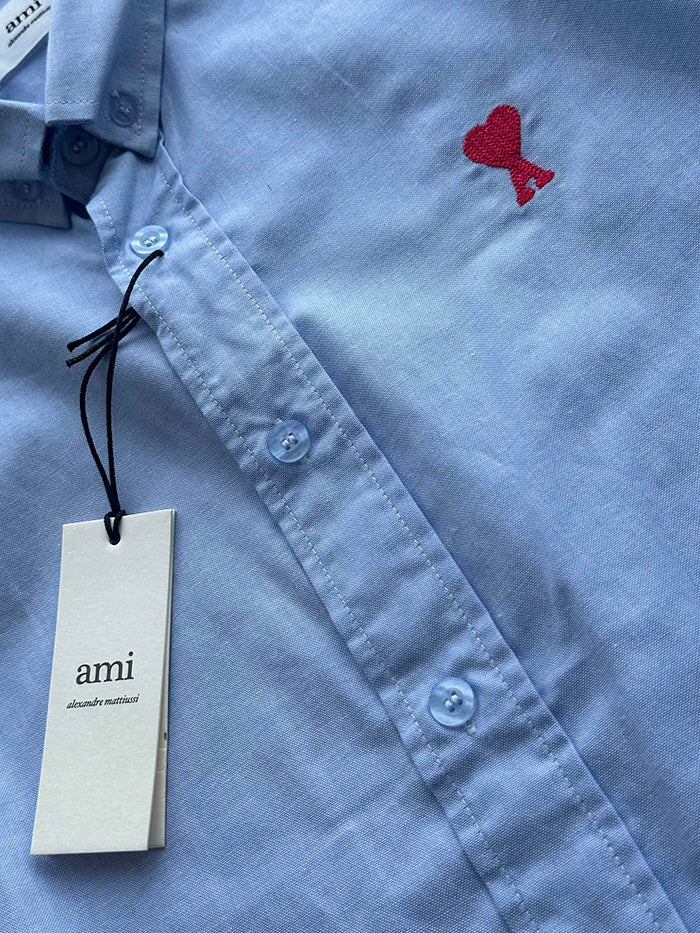 AMI PARIS 經典愛心刺繡短袖襯衫
