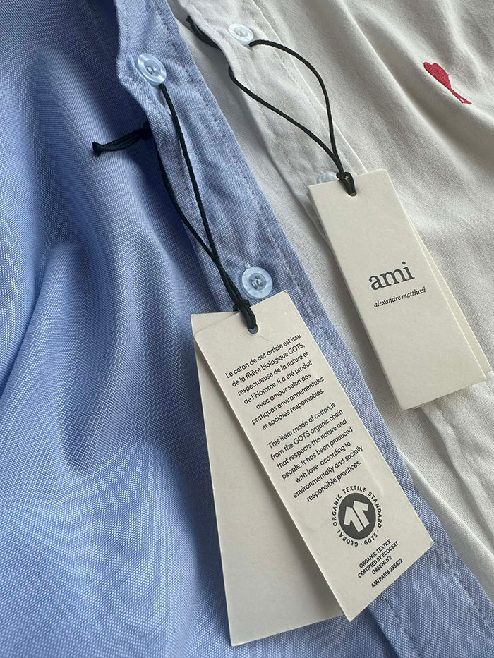 AMI PARIS 經典愛心刺繡短袖襯衫