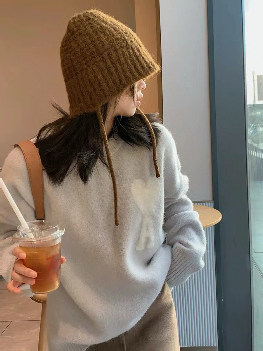 AMI PARIS 白色愛心針織毛衣