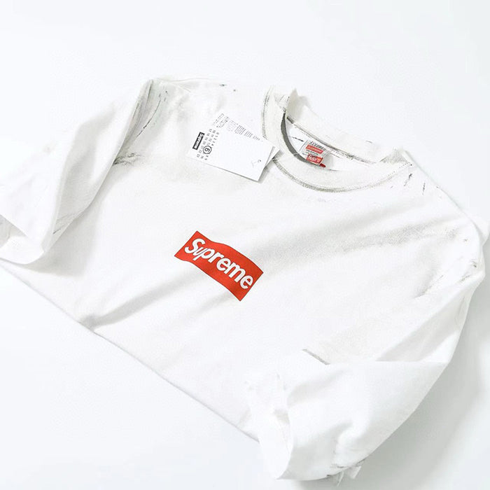 - 全新特價 - Supreme x MM6 Box Logo Tee 白色印花短袖 (L碼)