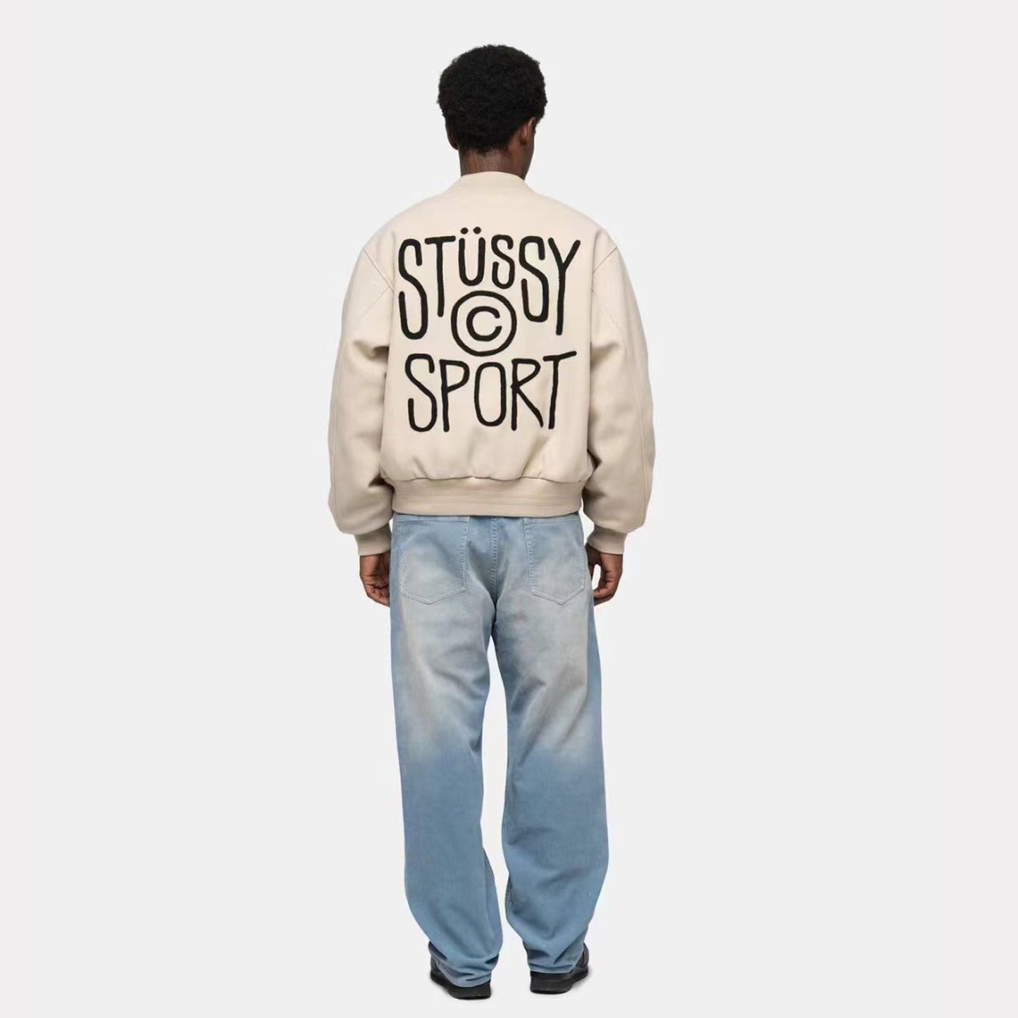 - 全新特價 - STUSSY SPORT MELTON VARSITY JACKET 校隊毛呢夾克 (杏色M )