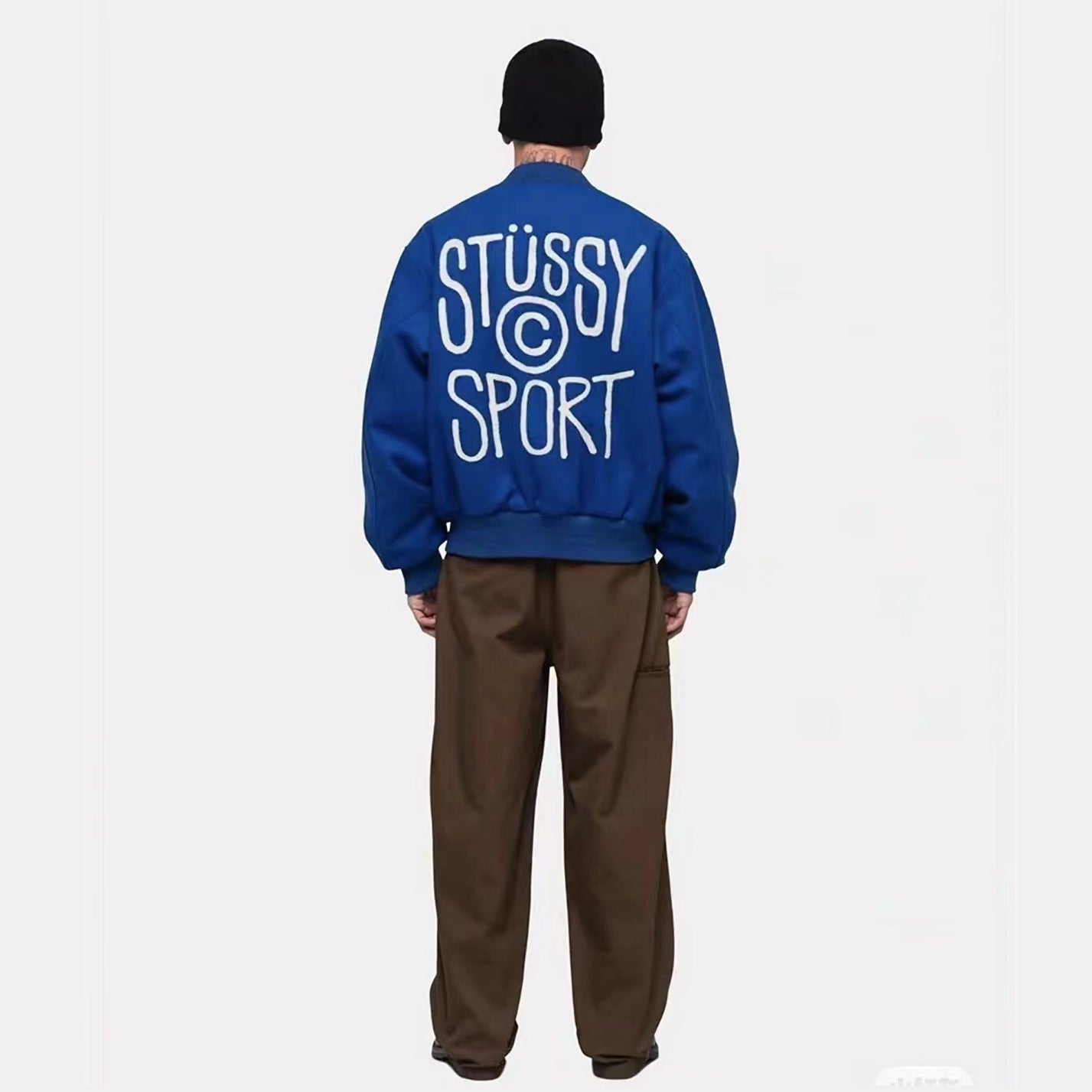 - 全新特價 - STUSSY SPORT MELTON VARSITY JACKET 校隊毛呢夾克 (杏色M )