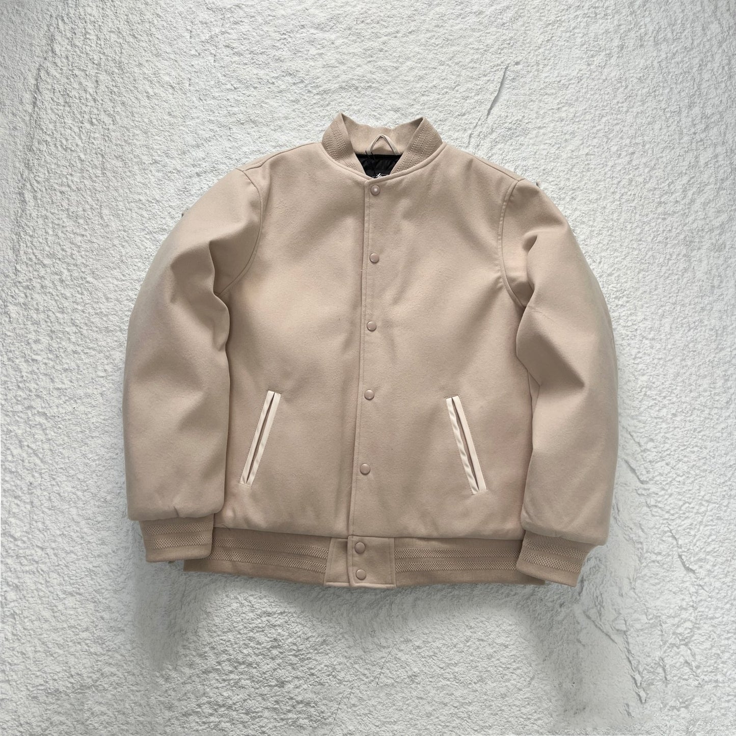 - 全新特價 - STUSSY SPORT MELTON VARSITY JACKET 校隊毛呢夾克 (杏色M )