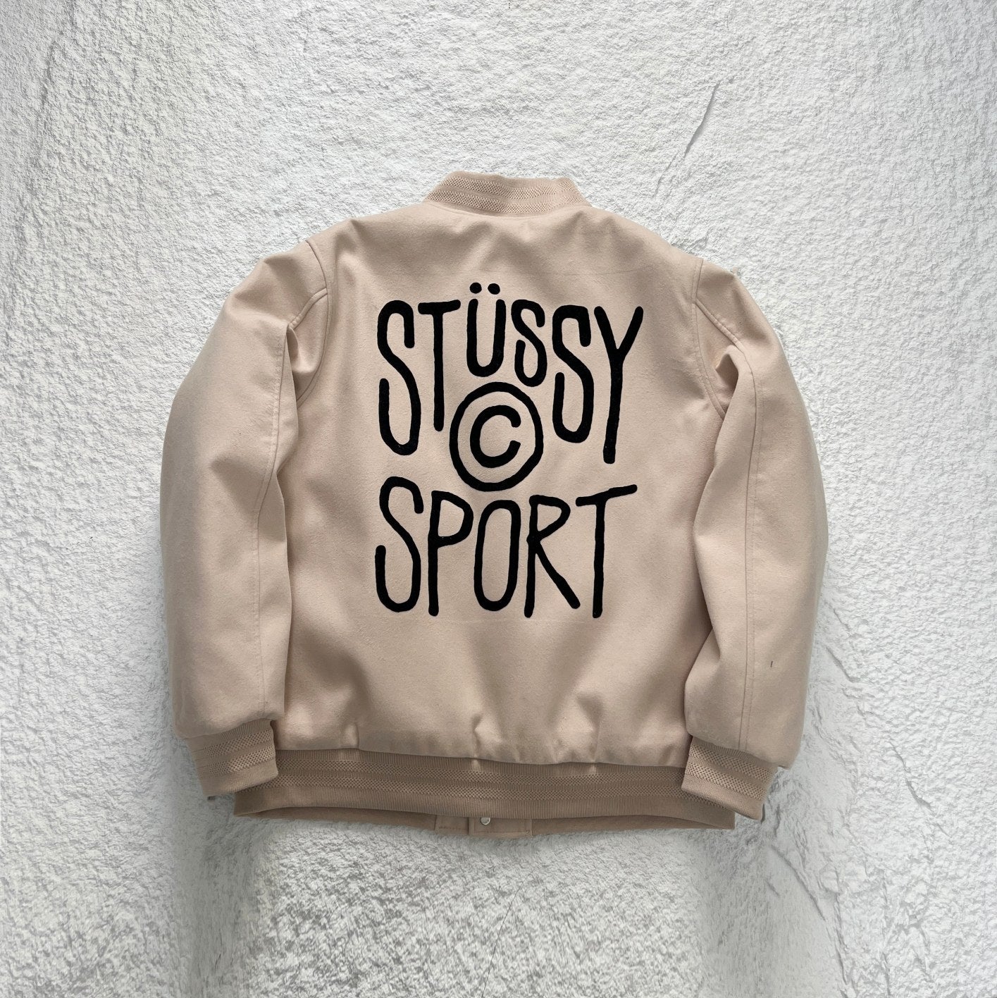 - 全新特價 - STUSSY SPORT MELTON VARSITY JACKET 校隊毛呢夾克 (杏色M )