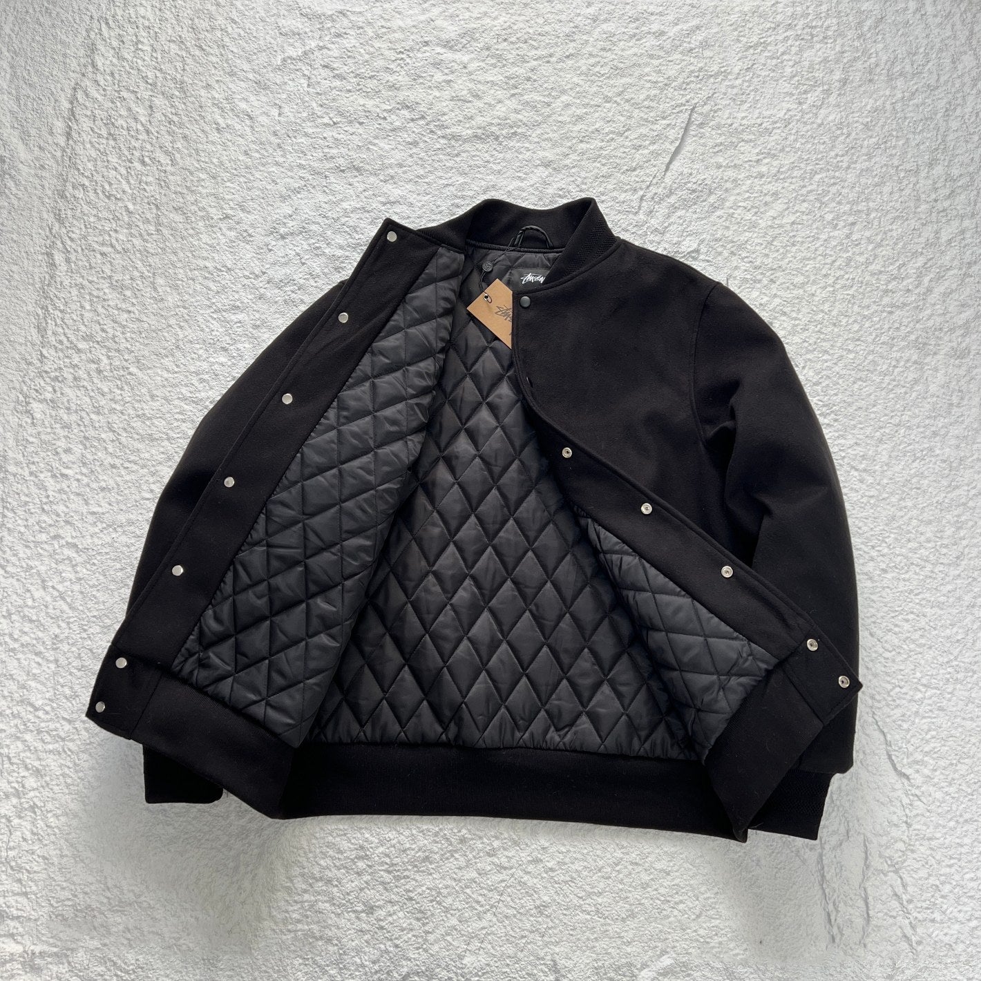 - 全新特價 - STUSSY SPORT MELTON VARSITY JACKET 校隊毛呢夾克 (杏色M )