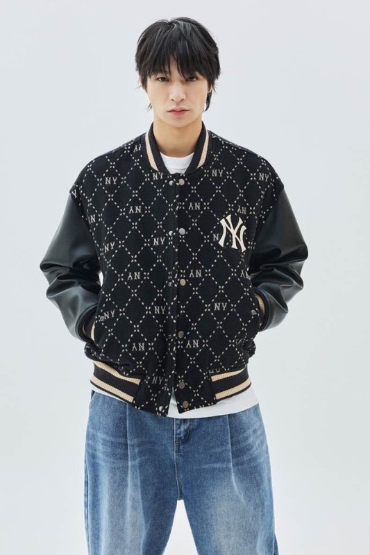 MLB 韓版洋基隊鑽石老花滿印棒球外套 - VANASH