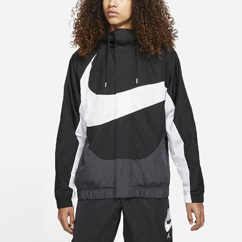 NIKE 撞色滿版SWOOSH 連帽風衣外套 DD5968-010 - VANASH