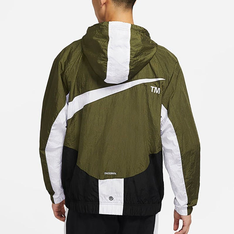 NIKE 撞色滿版SWOOSH 連帽風衣外套 DD5968-010 - VANASH