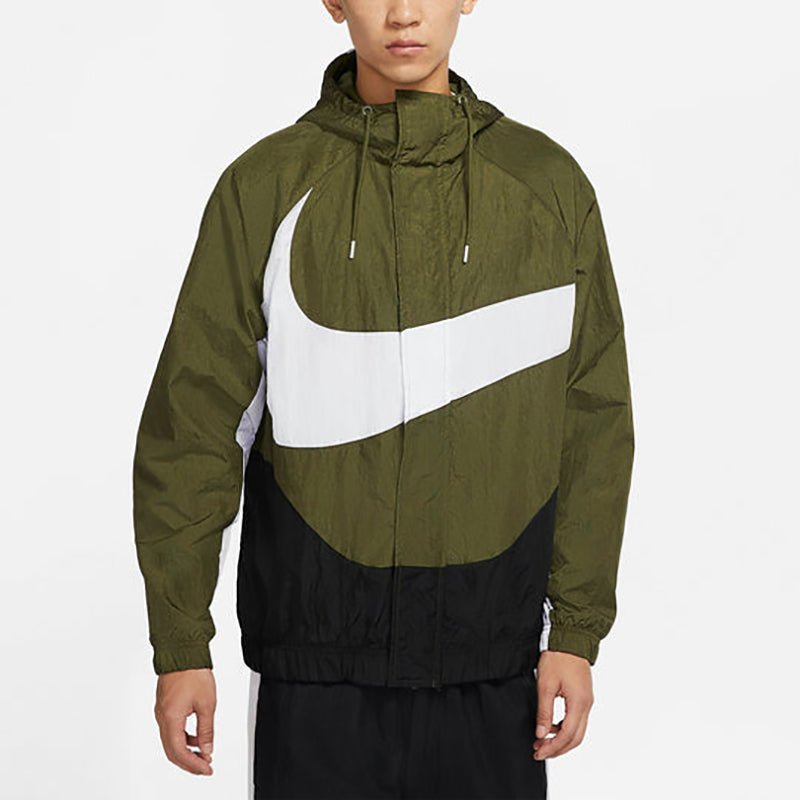 NIKE 撞色滿版SWOOSH 連帽風衣外套 DD5968-010 - VANASH