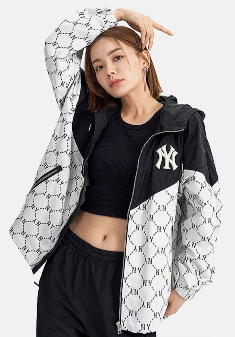 韓國MLB連帽防風外套 MONOGRAM系列風衣