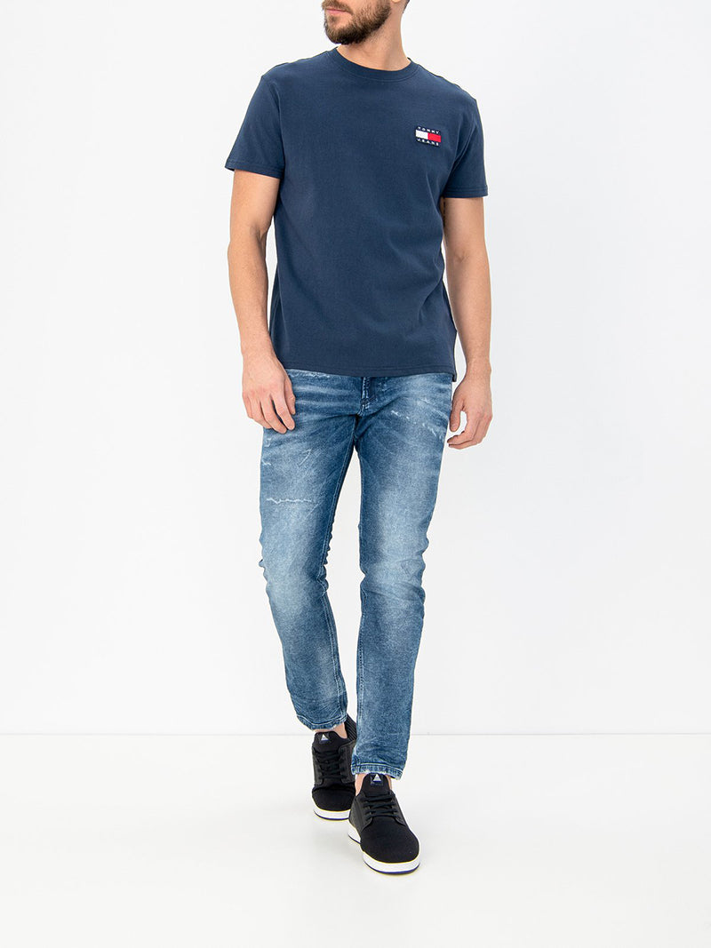 TOMMY JEANS 刺繡LOGO純色短袖上衣