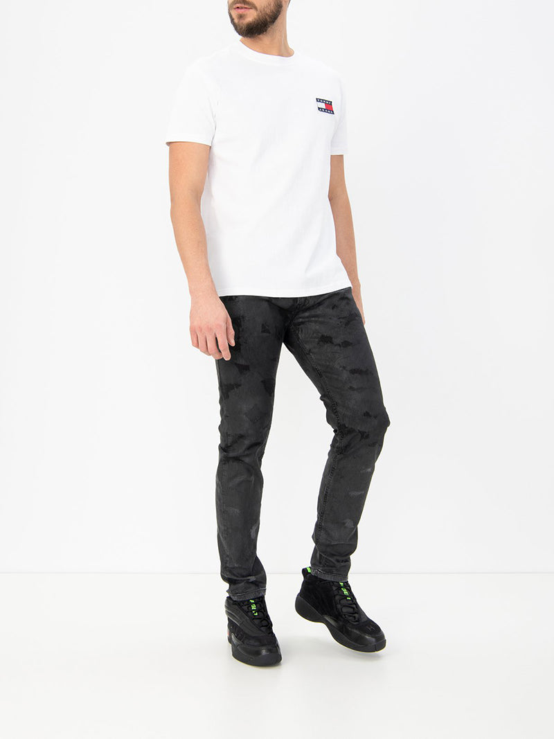 TOMMY JEANS 刺繡LOGO純色短袖上衣