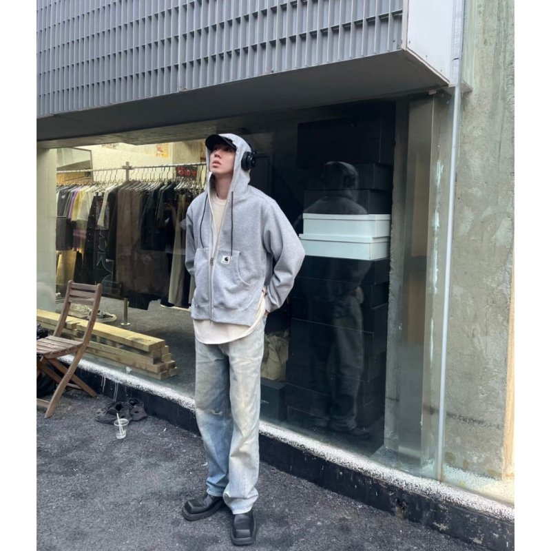 SACAI x CARHARTT WIP 卡哈特解構連帽抓絨外套 - VANASH