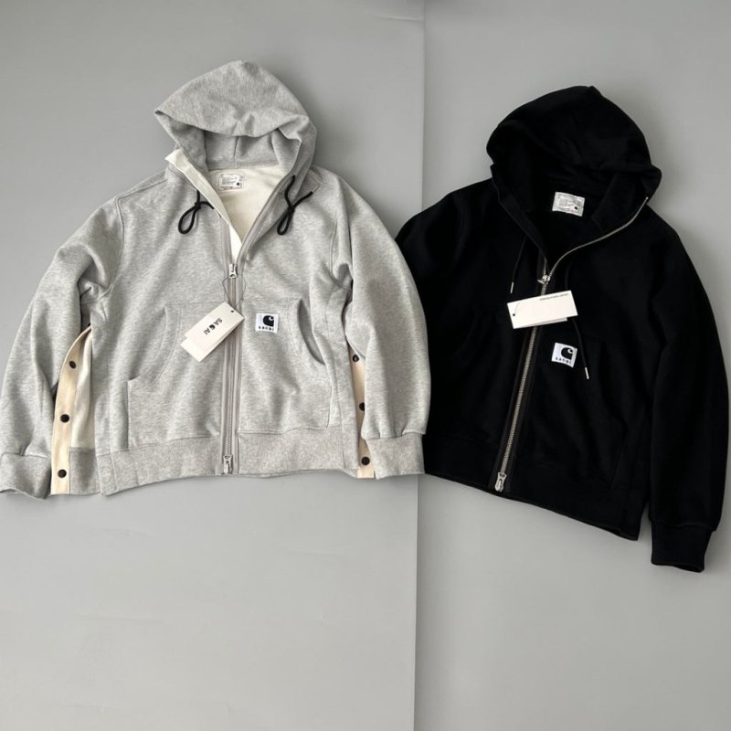 SACAI x CARHARTT WIP 卡哈特解構連帽抓絨外套 - VANASH
