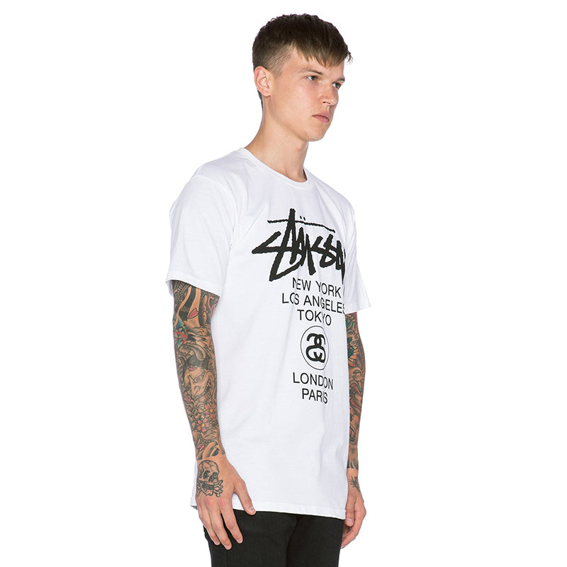 - 全新特價 - STUSSY WHITE WORLD TOUR T-SHIRT 世界巡遊短袖T恤 (白色XL)