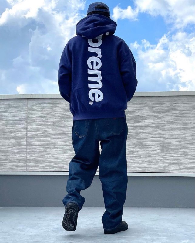 - 全新特價 - SUPREME 直排LOGO刷毛連帽上衣(藍L) - VANASH
