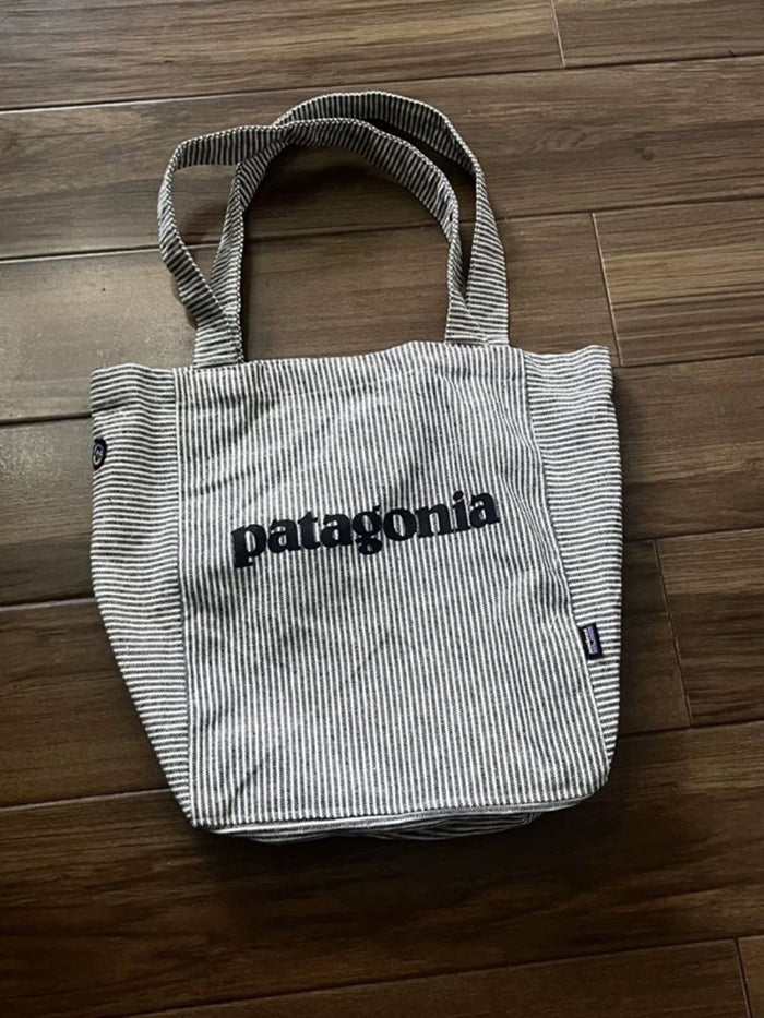 PATAGONIA 條紋帆布托特包
