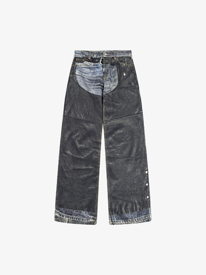 Acne Studios 皮褲印花牛仔褲
