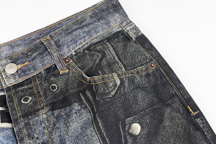 Acne Studios 皮褲印花牛仔褲