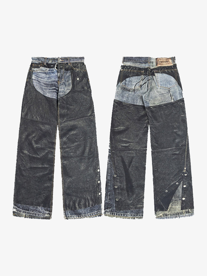 Acne Studios 皮褲印花牛仔褲