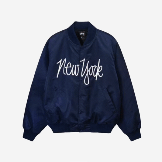 STUSSY 字母刺繡緞面棒球服外套