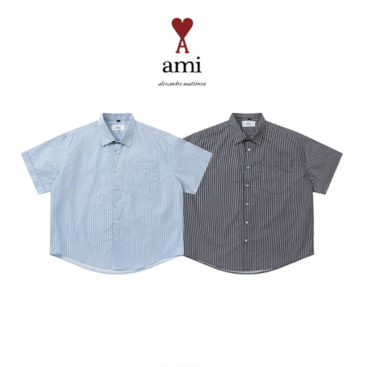 AMI PARIS 條紋廓形襯衫