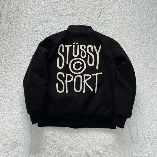 - 全新特價 - STUSSY SPORT MELTON VARSITY JACKET 校隊毛呢夾克 (杏色M )