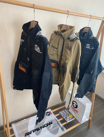 - 全新特價 - AAPE BY *A BATHING APE® MILITATY BOMBER 軍事風口袋機能夾克(卡其M)