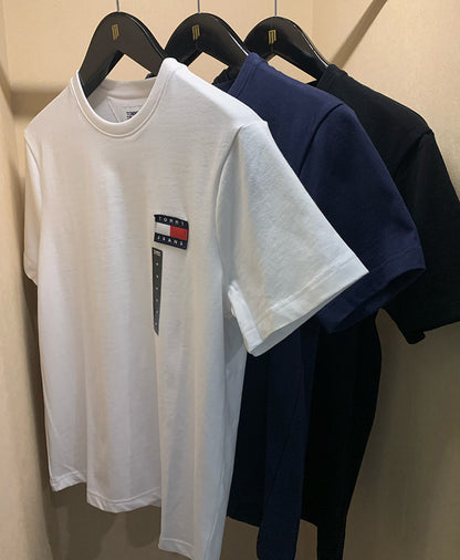 TOMMY JEANS 刺繡LOGO純色短袖上衣