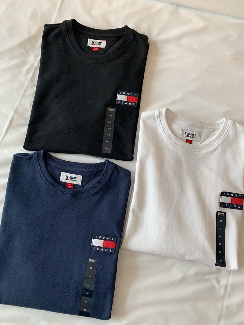 TOMMY JEANS 刺繡LOGO純色短袖上衣