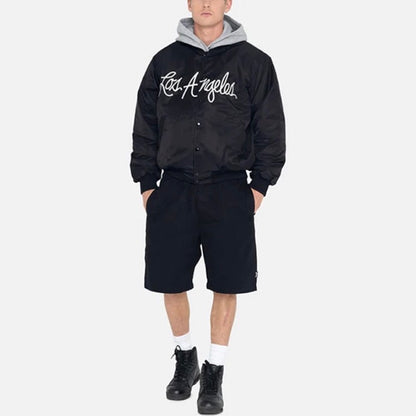 STUSSY 字母刺繡緞面棒球服外套