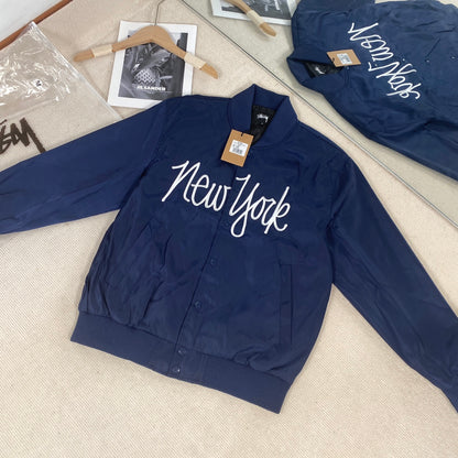 STUSSY 字母刺繡緞面棒球服外套