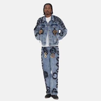 STUSSY x DVN 聯名手繪塗鴉水洗牛仔外套