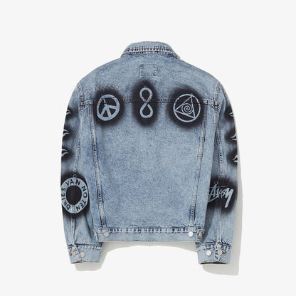 STUSSY x DVN 聯名手繪塗鴉水洗牛仔外套