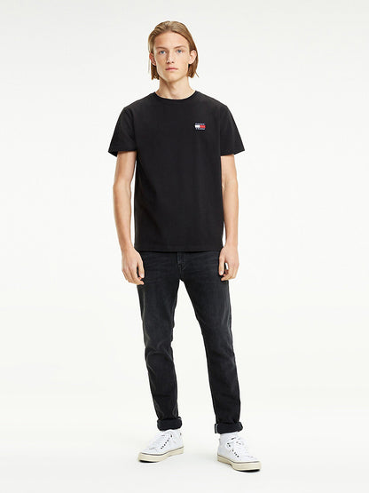 TOMMY JEANS 刺繡LOGO純色短袖上衣