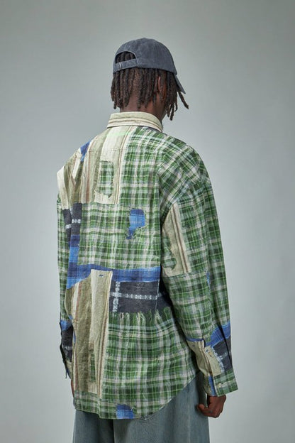 Acne Studios 格紋印花寬版襯衫 - VANASH