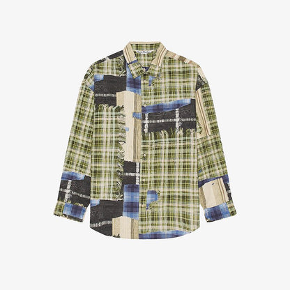 Acne Studios 格紋印花寬版襯衫 - VANASH