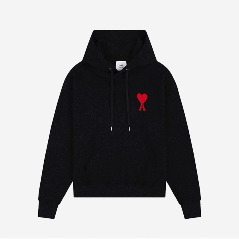 AMI PARIS 紅色大愛心刺繡連帽衛衣 - VANASH