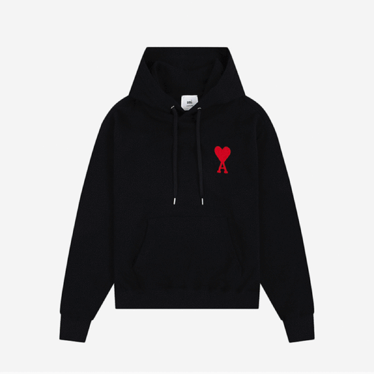 AMI PARIS 紅色大愛心刺繡連帽衛衣 - VANASH