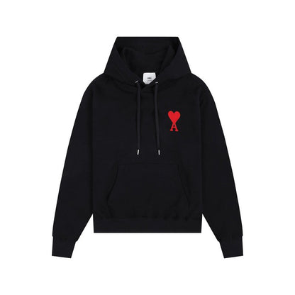 AMI PARIS 紅色大愛心刺繡連帽衛衣 - VANASH