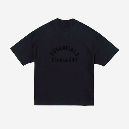 FEAR OF GOD Essentials 2023 黑色系列 黑色微高領字母短袖上衣 - VANASH